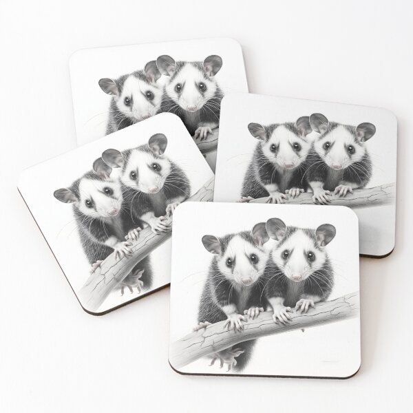 Item preview, Black and White Opossum Pencil Drawing designed and sold by Pencil-Art.