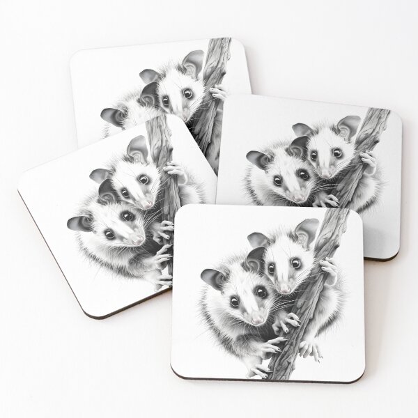 Item preview, Black and White Opossum Pencil Drawing designed and sold by Pencil-Art.
