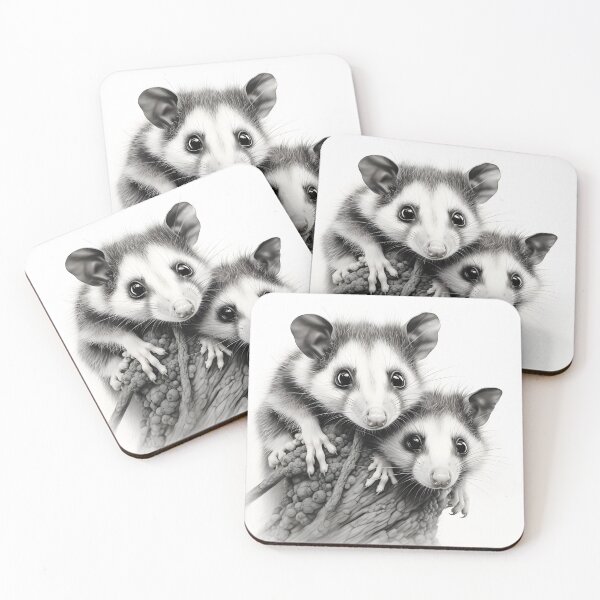 Item preview, Black and White Opossum Pencil Drawing designed and sold by Pencil-Art.