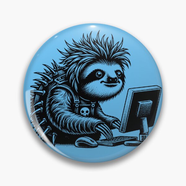 Item preview, Punk Rock Goth Sloth on Computer Vintage Style	 designed and sold by dreamsagellc.