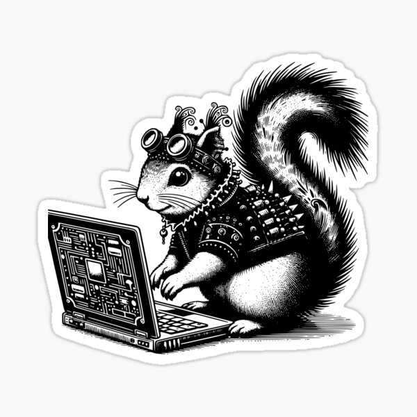 Item preview, Punk Rock Goth Squirrel on Computer Vintage Style designed and sold by dreamsagellc.