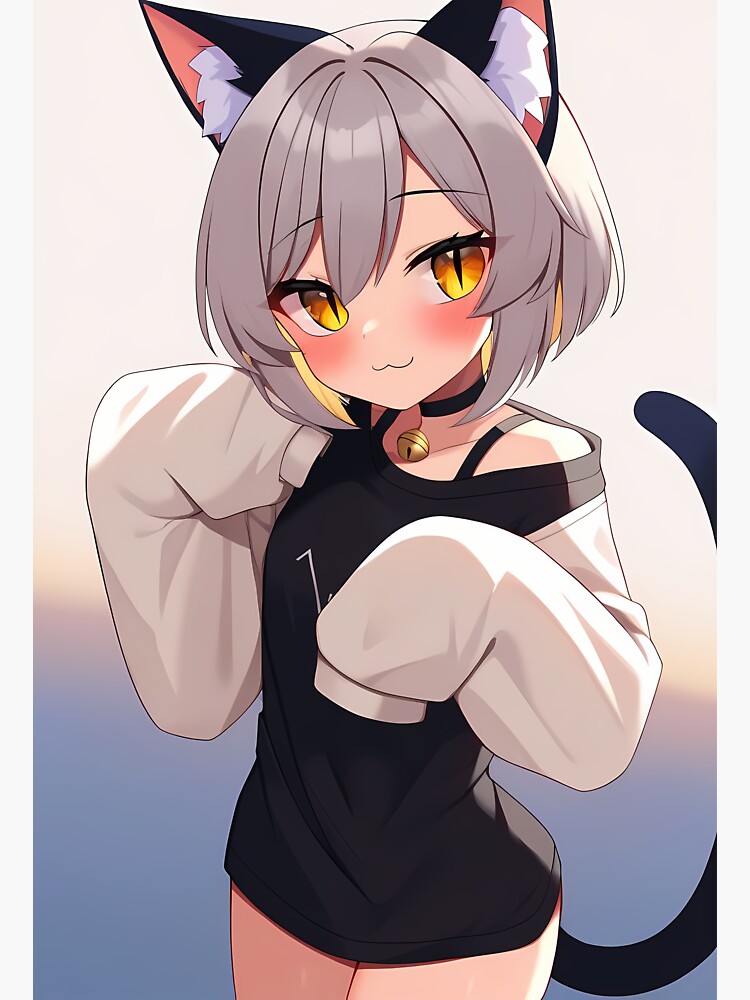 Anime Catgirl in Oversized Sweater Magnet