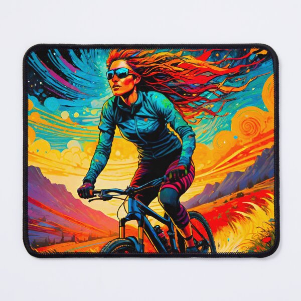 Item preview, Radiant Rush: Bright MTB Woman Rider Shredding Trails designed and sold by GrizzlyCollective.