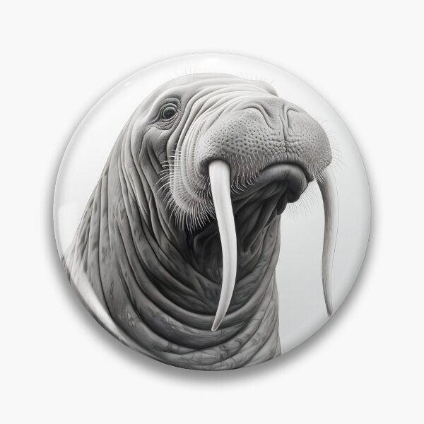 Item preview, Black and White Walrus Pencil Drawing designed and sold by Pencil-Art.