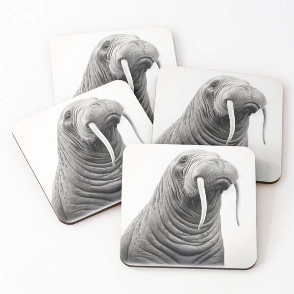 Item preview, Black and White Walrus Pencil Drawing designed and sold by Pencil-Art.