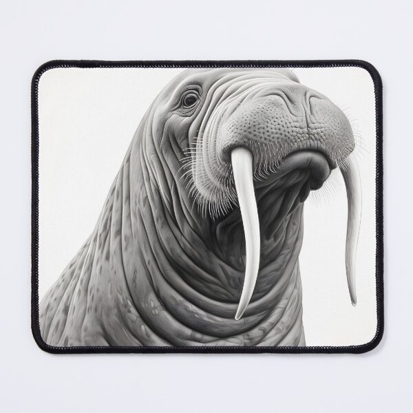Item preview, Black and White Walrus Pencil Drawing designed and sold by Pencil-Art.