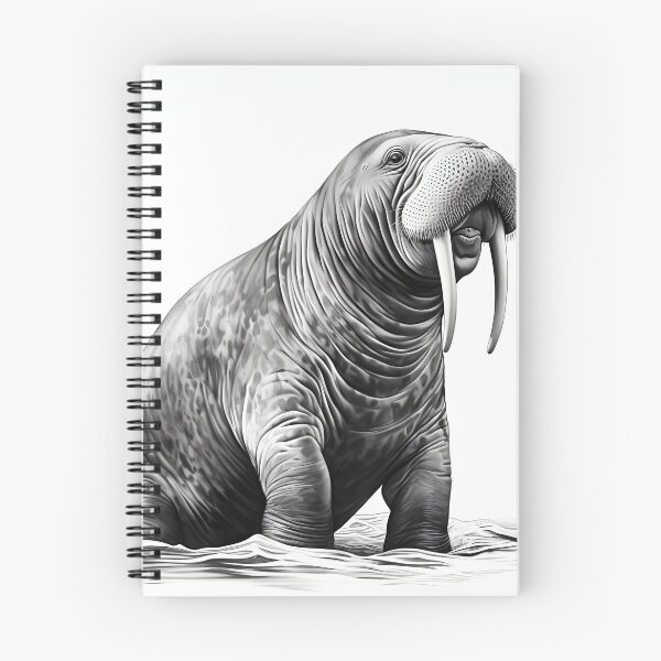 Item preview, Black and White Walrus Pencil Drawing designed and sold by Pencil-Art.