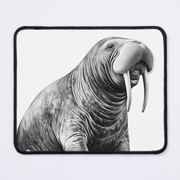 Item preview, Black and White Walrus Pencil Drawing designed and sold by Pencil-Art.