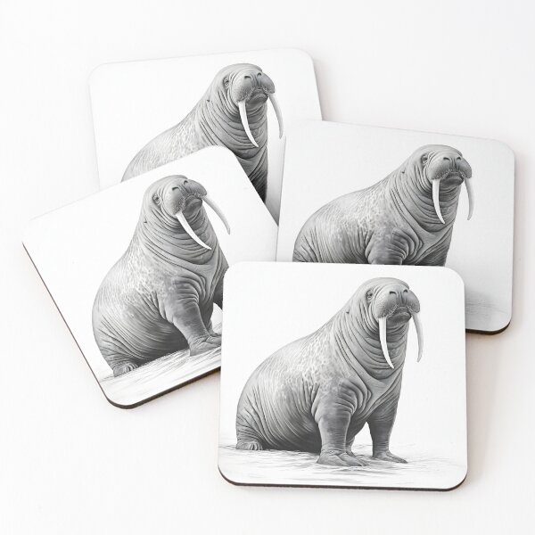 Item preview, Black and White Walrus Pencil Drawing designed and sold by Pencil-Art.