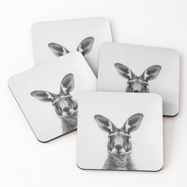 Item preview, Black and White Kangaroo pencil drawing designed and sold by Pencil-Art.