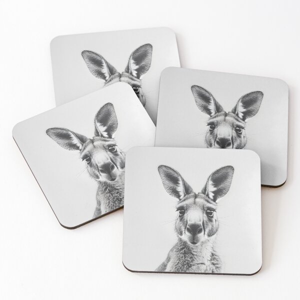 Item preview, Black and White Kangaroo pencil drawing designed and sold by Pencil-Art.