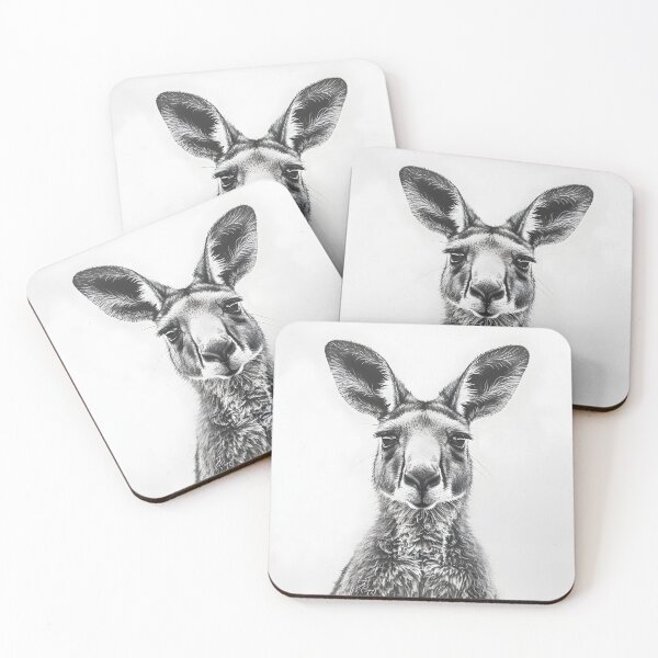 Item preview, Black and White Kangaroo pencil drawing designed and sold by Pencil-Art.