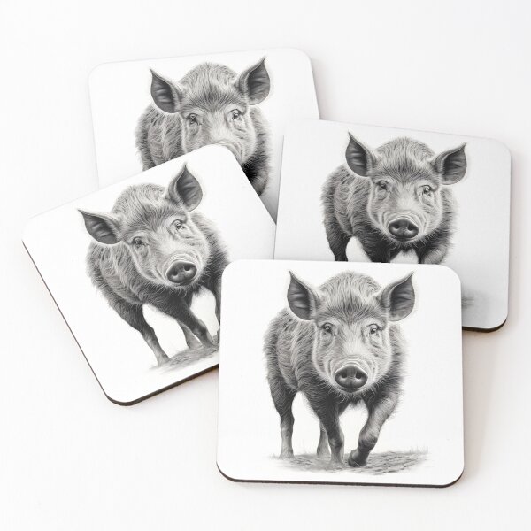 Item preview, Black and white Wild boar pencil drawing designed and sold by Pencil-Art.