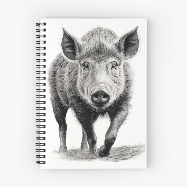 Item preview, Black and white Wild boar pencil drawing designed and sold by Pencil-Art.