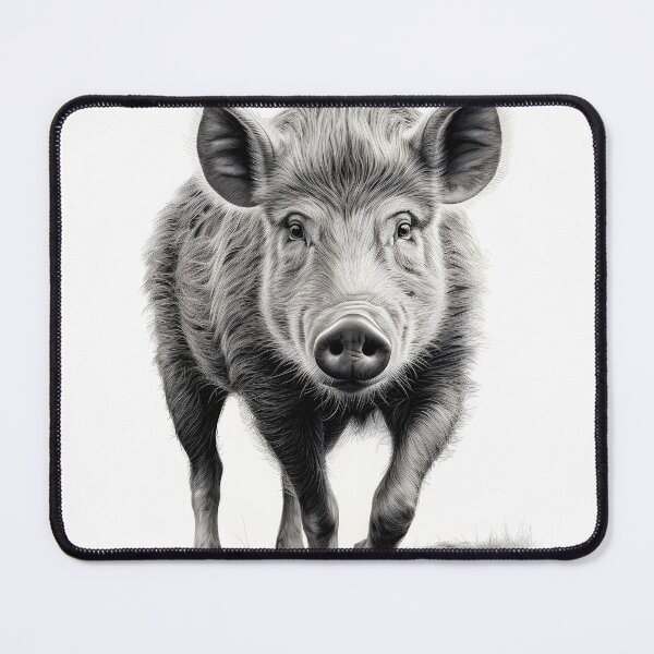 Item preview, Black and white Wild boar pencil drawing designed and sold by Pencil-Art.