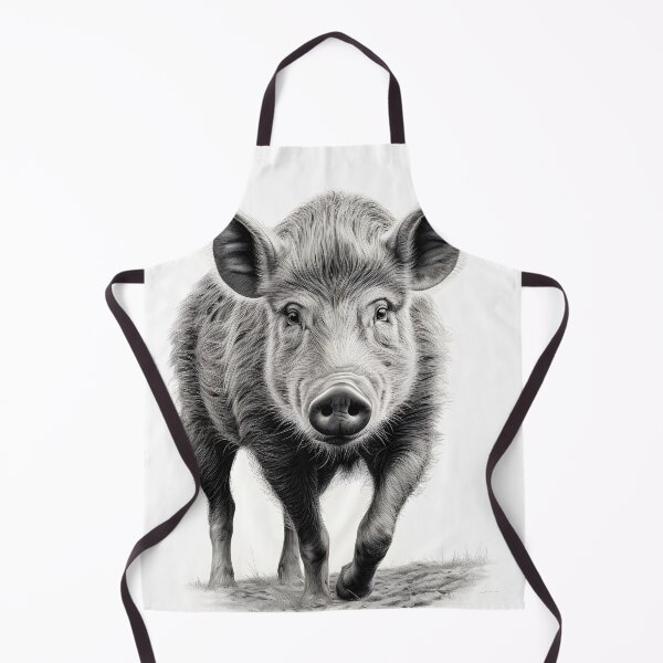 Item preview, Black and white Wild boar pencil drawing designed and sold by Pencil-Art.
