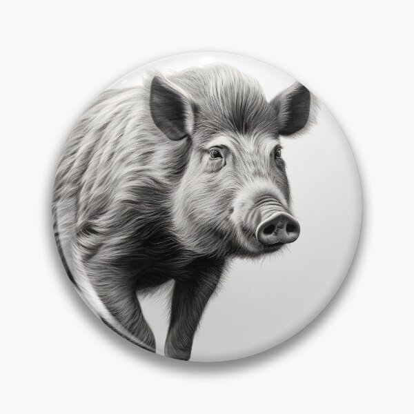 Item preview, Black and white Wild boar pencil drawing designed and sold by Pencil-Art.