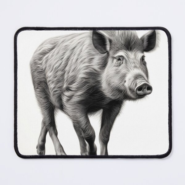 Item preview, Black and white Wild boar pencil drawing designed and sold by Pencil-Art.