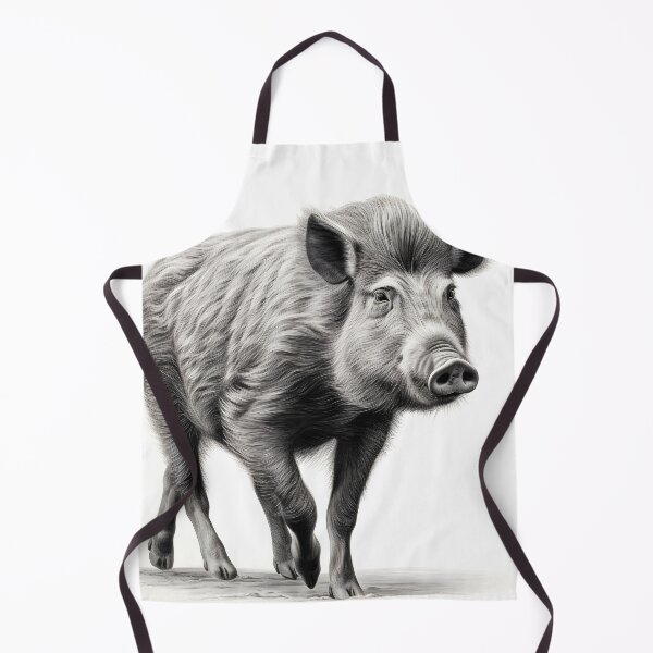 Item preview, Black and white Wild boar pencil drawing designed and sold by Pencil-Art.