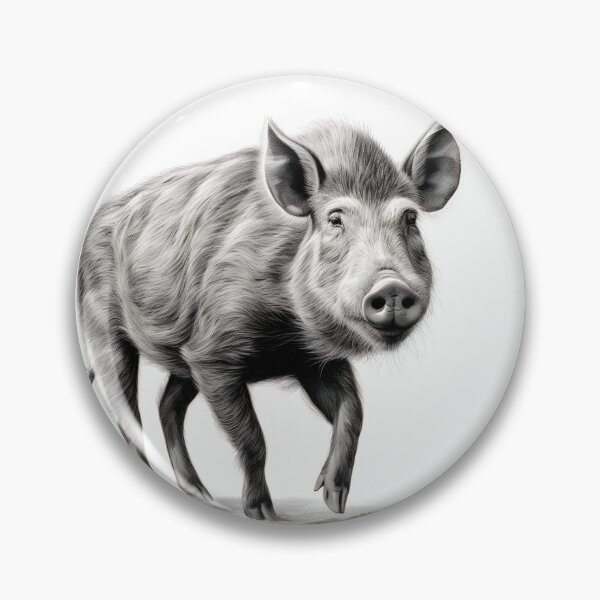 Item preview, Black and white Wild boar pencil drawing designed and sold by Pencil-Art.