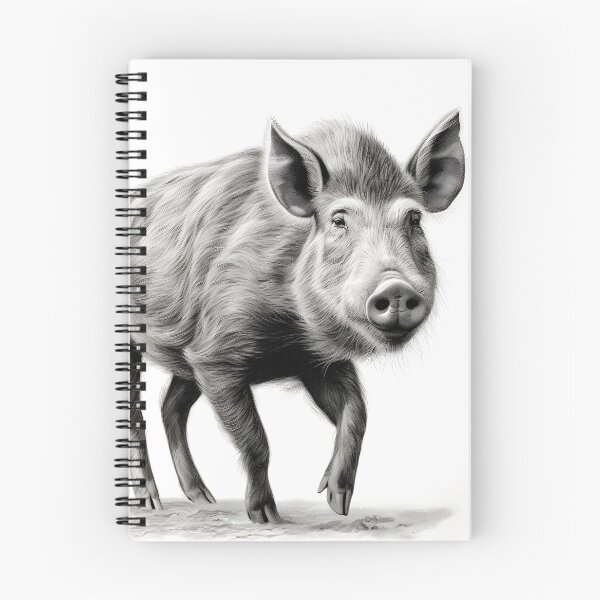 Item preview, Black and white Wild boar pencil drawing designed and sold by Pencil-Art.