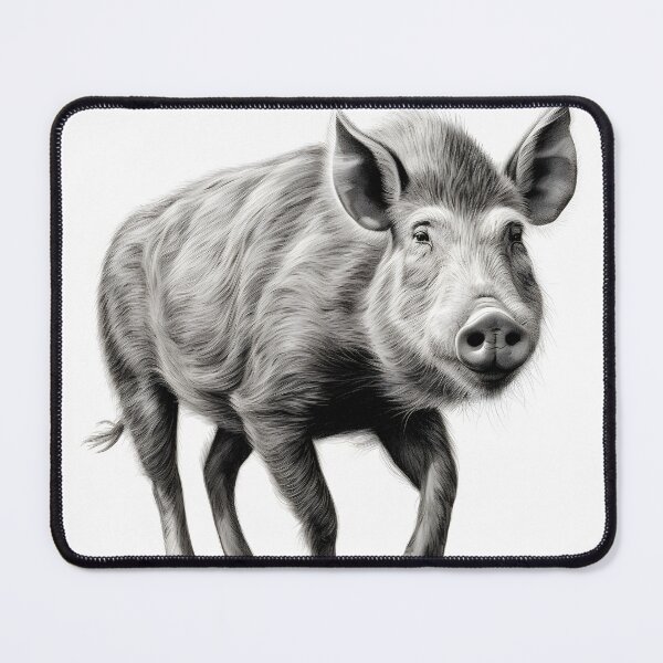 Item preview, Black and white Wild boar pencil drawing designed and sold by Pencil-Art.