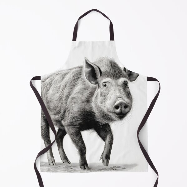 Item preview, Black and white Wild boar pencil drawing designed and sold by Pencil-Art.
