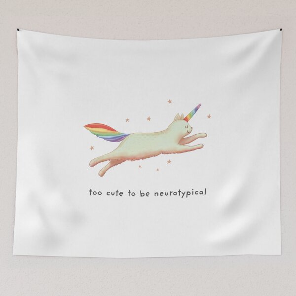 Item preview, Too cute to be neurotypical with Unicorn Cat Gift for cat lovers designed and sold by GosiaArtGarden.
