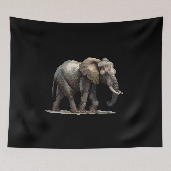 Aperçu de l'œuvre Artistry Elephant Pixelisé créée et vendue par CUTEDOGGIEZ.