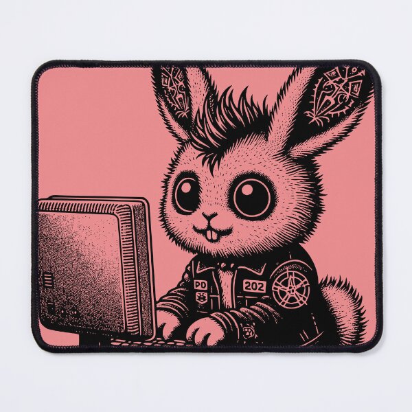 Item preview, Punk Rock Goth Bunny on Computer Vintage Style designed and sold by dreamsagellc.