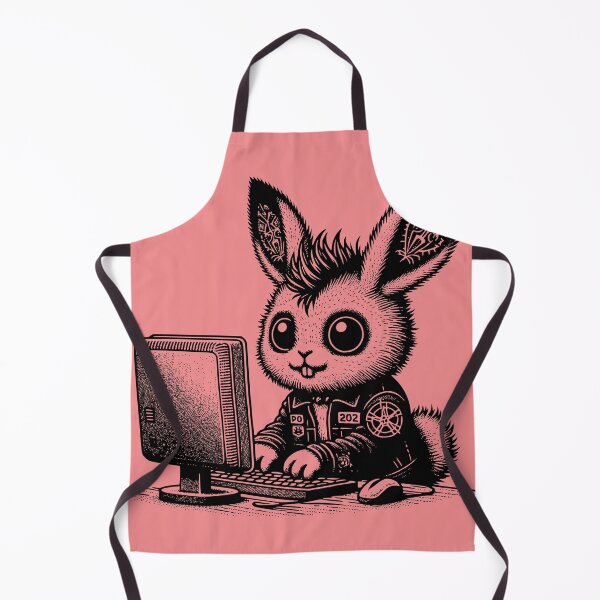 Item preview, Punk Rock Goth Bunny on Computer Vintage Style	 designed and sold by dreamsagellc.