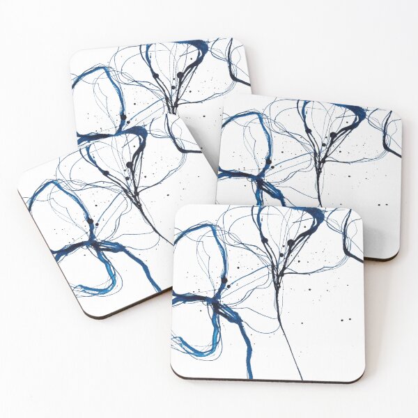 Item preview, Abstract blue line flowers designed and sold by VikaArt.