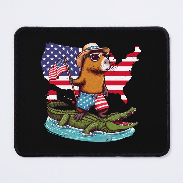 Item preview, Capybara 4th of July | Funny American Capybara with Friend Crocodiles designed and sold by JUSTBEELEGANT.