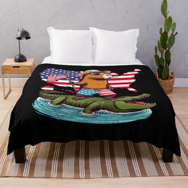 Item preview,  Capybara 4th of July | Funny American Capybara with Friend Crocodiles designed and sold by JUSTBEELEGANT.