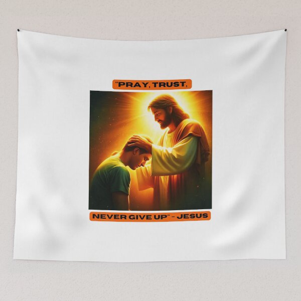 Item preview, "Pray, trust, never give up" - Jesus designed and sold by STO1KA.
