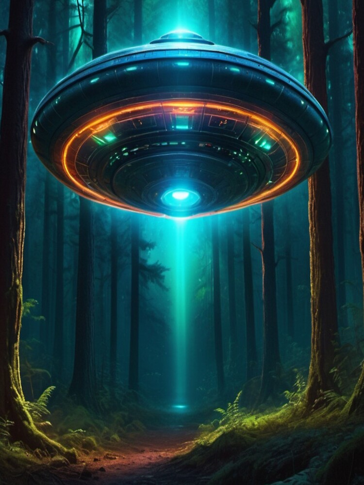 Thumbnail 4 of 4, iPhone Case, Neon Forest Encounter - Ufo Art  designed and sold by eXtraHumans.
