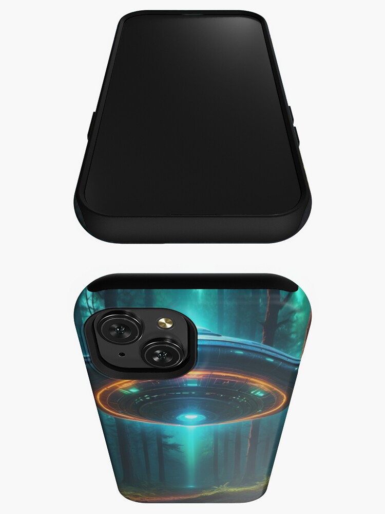 Thumbnail 3 of 4, iPhone Case, Neon Forest Encounter - Ufo Art  designed and sold by eXtraHumans.