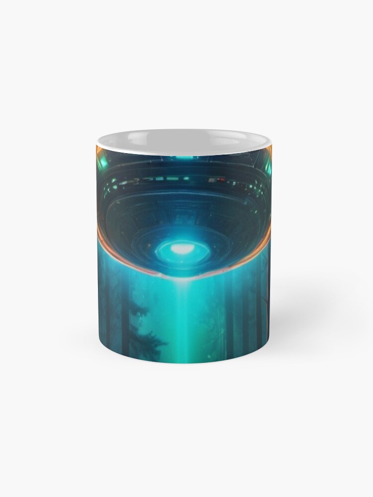 Thumbnail 4 of 6, Coffee Mug, Neon Forest Encounter - Ufo Art  designed and sold by eXtraHumans.