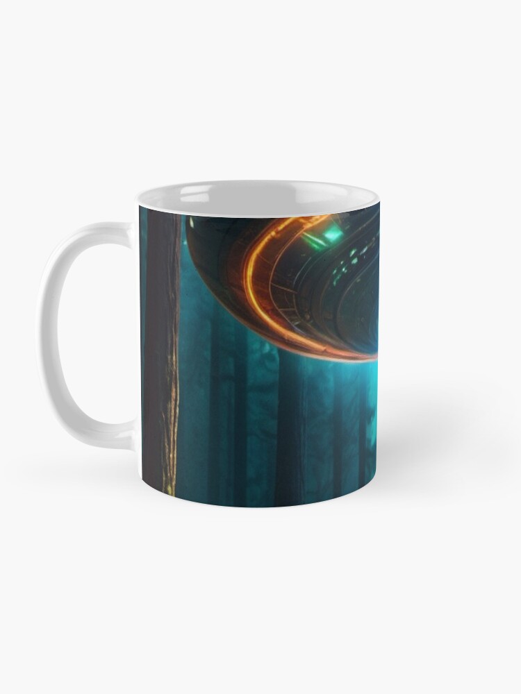Thumbnail 3 of 6, Coffee Mug, Neon Forest Encounter - Ufo Art  designed and sold by eXtraHumans.
