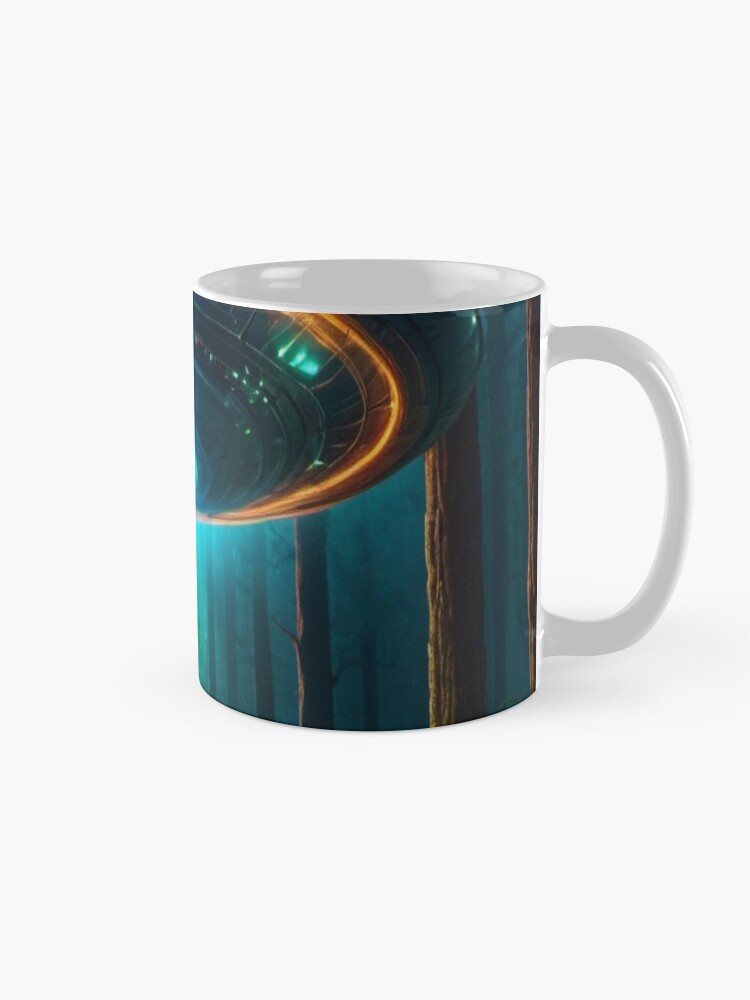 Thumbnail 5 of 6, Coffee Mug, Neon Forest Encounter - Ufo Art  designed and sold by eXtraHumans.