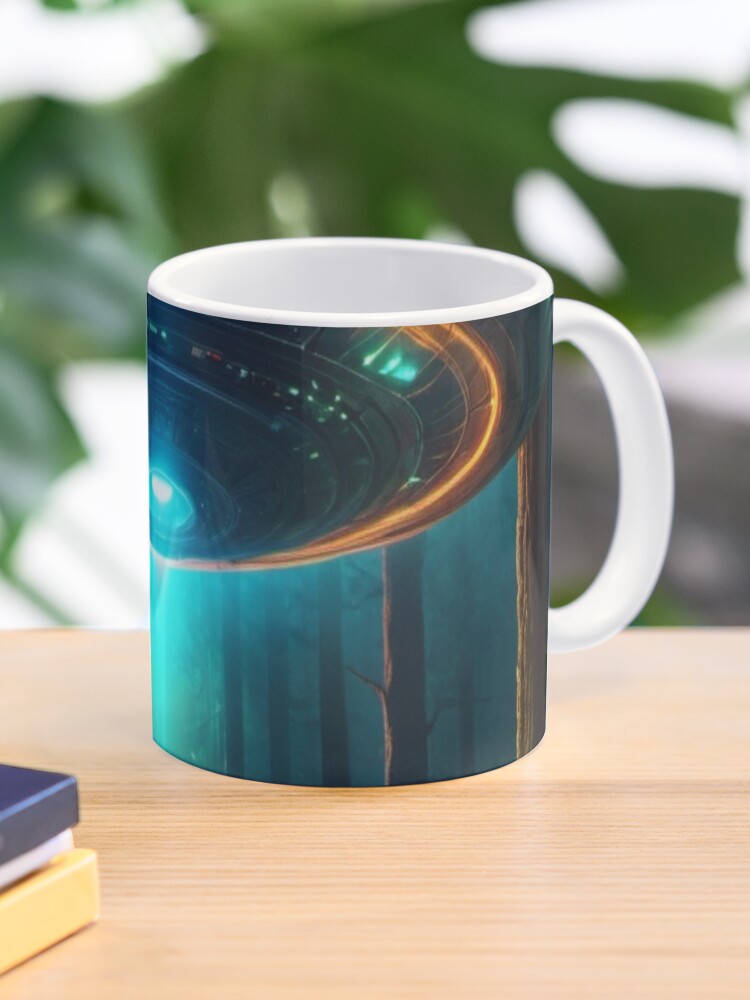 Thumbnail 1 of 6, Coffee Mug, Neon Forest Encounter - Ufo Art  designed and sold by eXtraHumans.