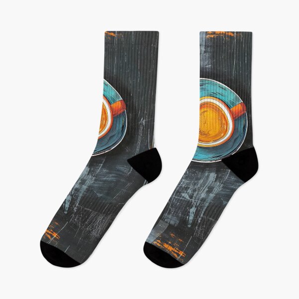 Item preview, Vibrant Coffee Delight- Orange Hue on Turquoise Saucer Amidst Dark Background designed and sold by OlfactoART Studio.