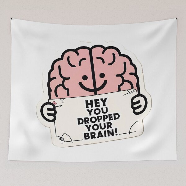 Item preview, Funny Brain Sticker, Hey You Dropped Your Brain, Quirky Laptop Decal, Vinyl Sticker for Planner, Notebook designed and sold by WatermelonPink.