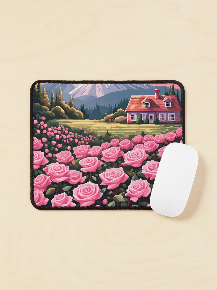 Thumbnail 1 of 5, Mouse Pad, Pink Roses designed and sold by VeiledVision.