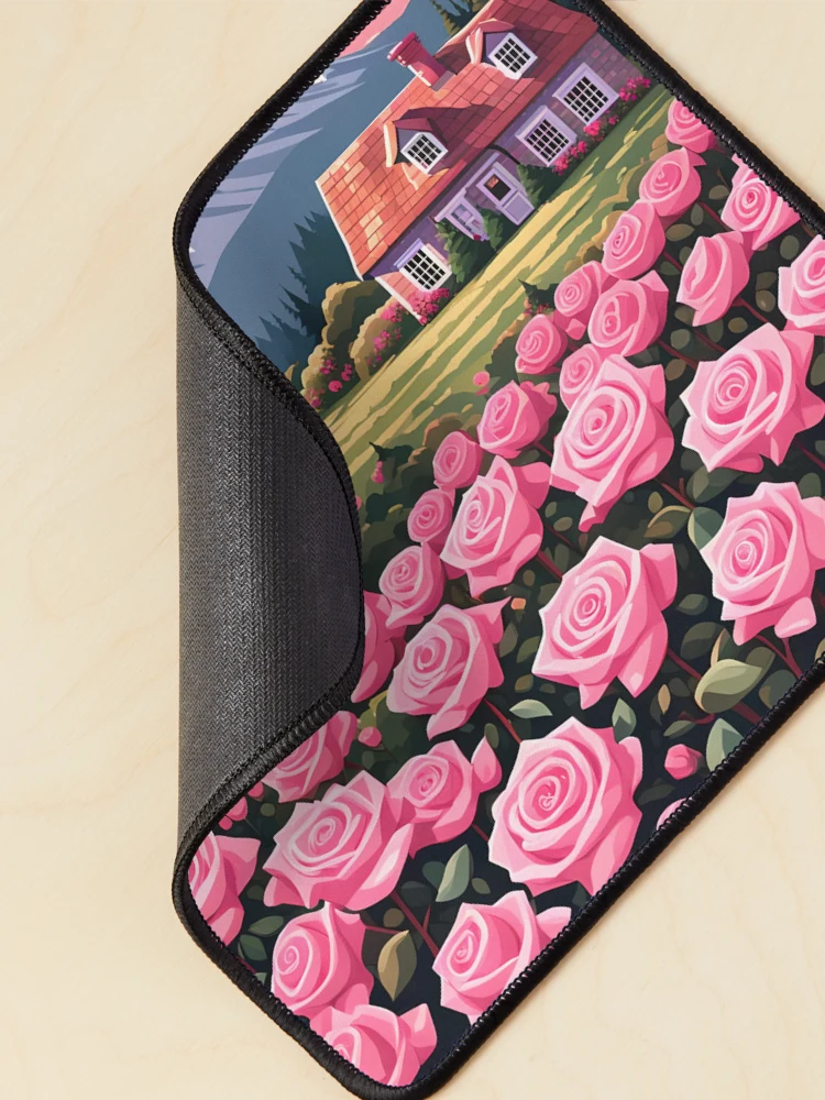 Thumbnail 2 of 5, Mouse Pad, Pink Roses designed and sold by VeiledVision.