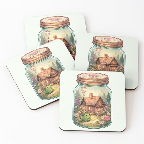 Item preview, Cottagecore Fantasy Frog, Cottage and garden Mason Jar Illustration designed and sold by Unitepeople.
