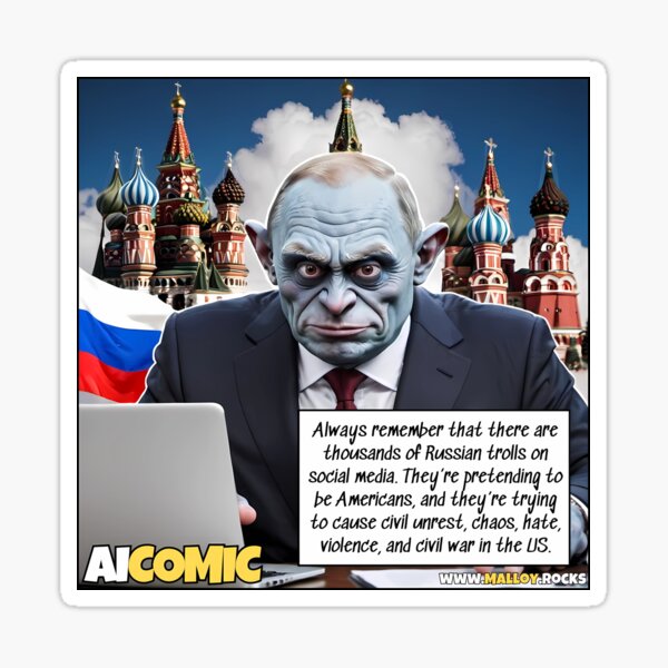 Russian trolls on social media. Sticker