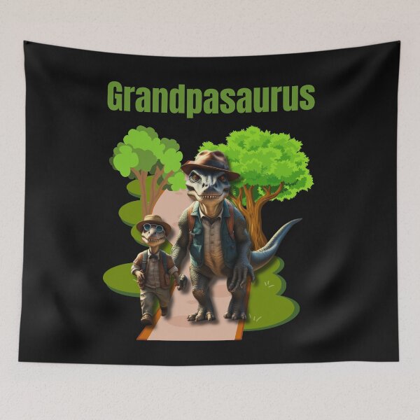 Item preview, Grandpasaurus Walking Little Grandson Dino To School designed and sold by AlienOccupation.