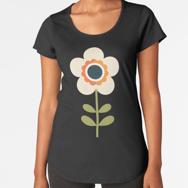 Retro Blossom - Orange and Cream Premium Scoop T-Shirt