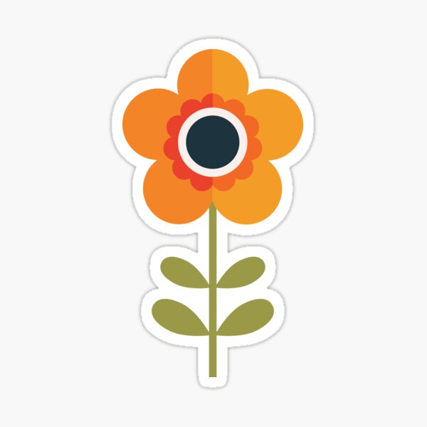 Retro Blossom - Orange and Cream Sticker